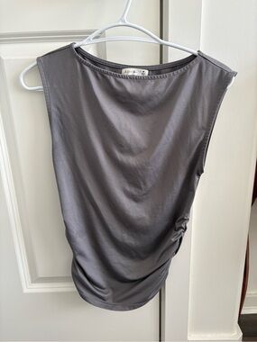 Active USA Grey Side-Ruched Tank Top